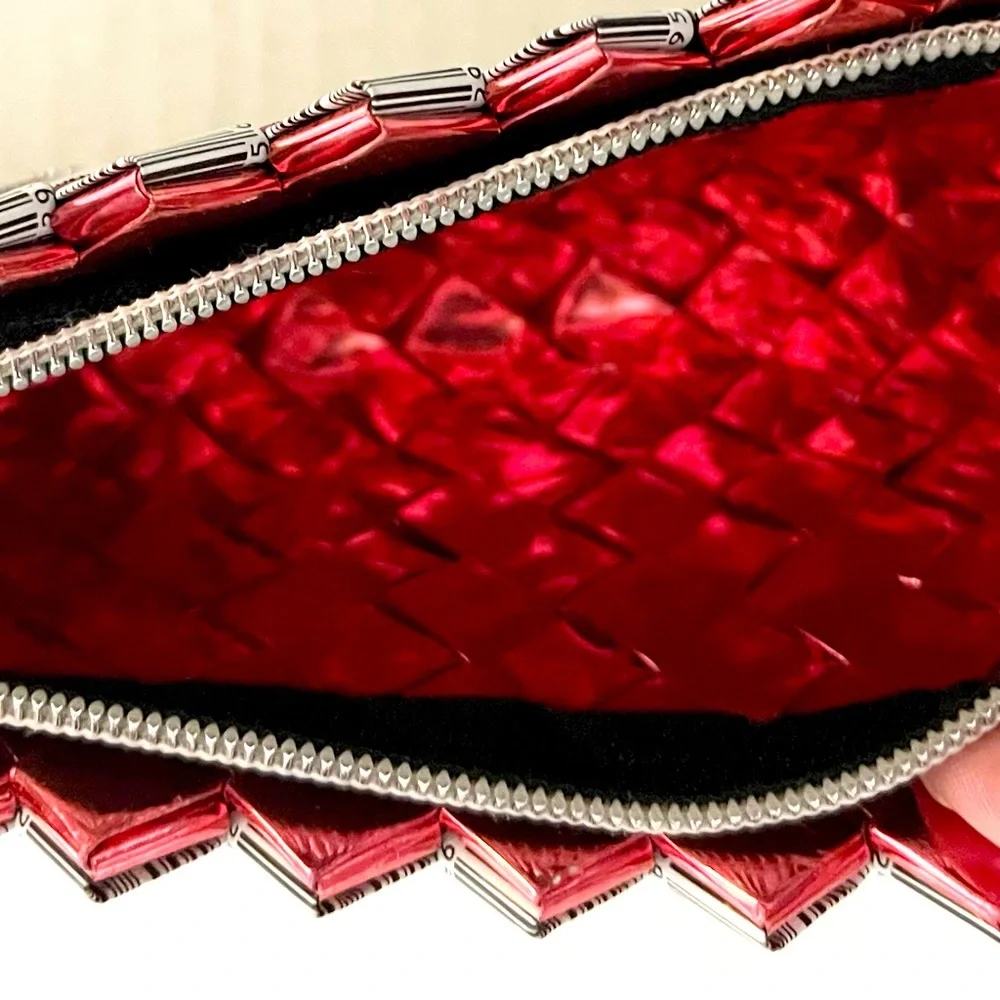 Nahui Ollio Bar Code Candy Gum Wrapper Clutch Wristlet Black/White Red Interior